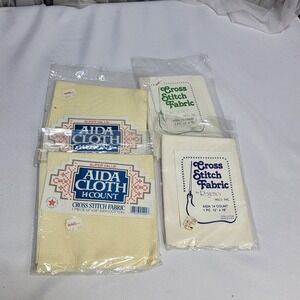 Lot of 4 Aida + Regency Cross Stitch Fabric Asst. 14 Count and 11 Count NOS